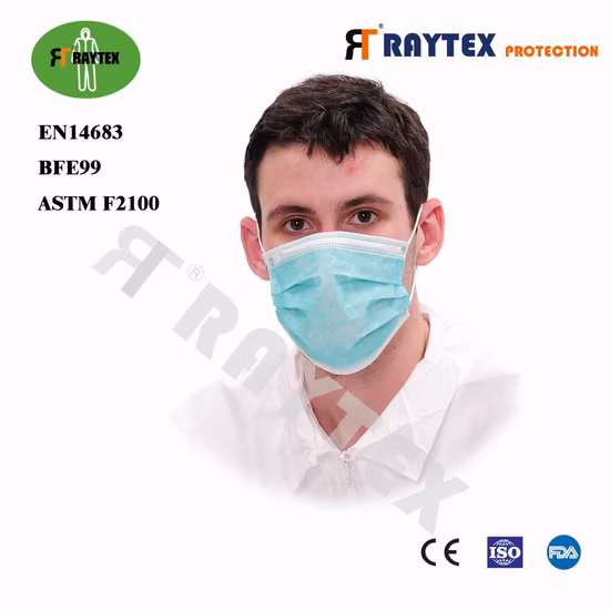 Raytex 11031 Non-tissé masque facial à 3 plis Type contour d'oreille approvisionnement d'usine directement