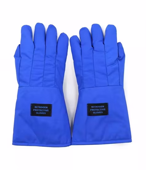 Gants cryogéniques bleus pour la manipulation de l'azote liquide