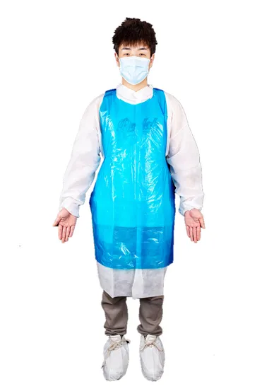 Tablier PE à usage médical jetable sans manches, utilisation en cuisine, tablier en plastique imperméable coloré/utilisation en cuisine