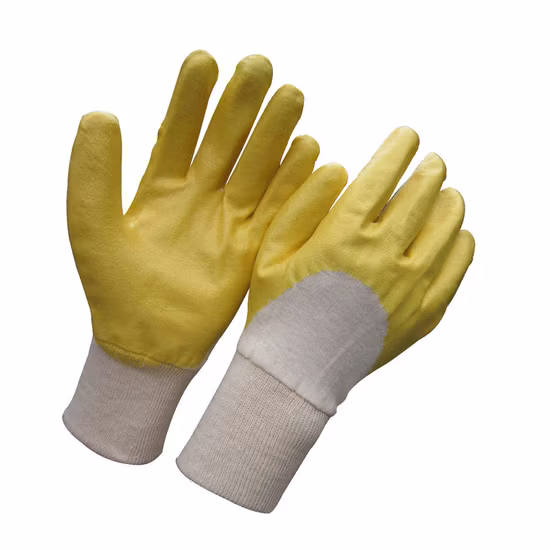 Gants de travail entièrement trempés en nitrile bleu Chine